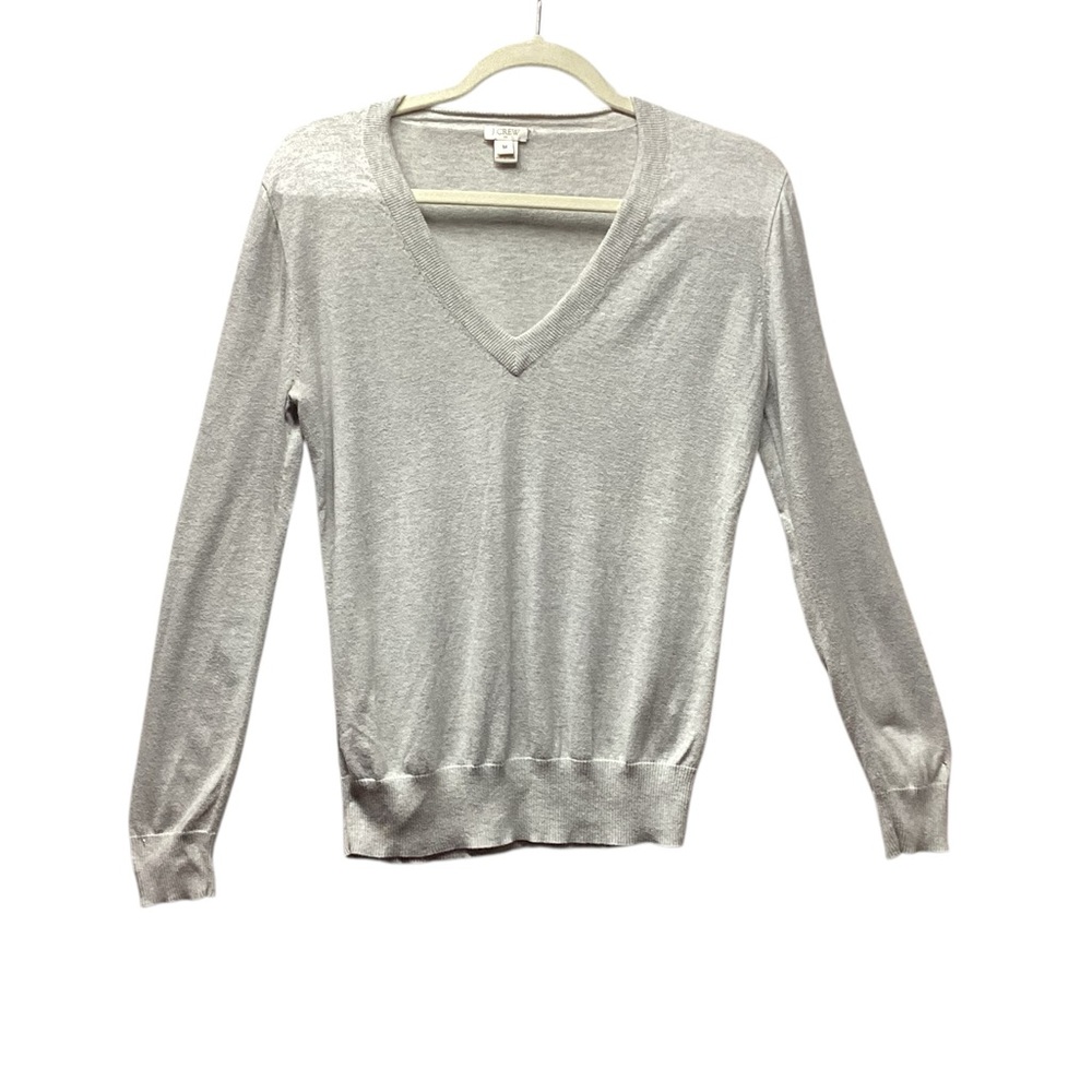J. Crew woman’s cotton v-neck sweater Light gray Size Medium